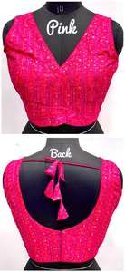 Blusa moderna con cuello en V para bodas Diseño tejido de moda con lentejuelas multicolores coloridas y decoración bordada - Product Image 6