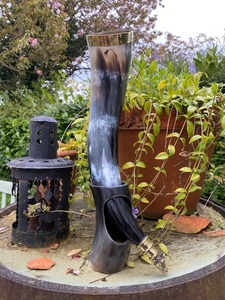 ฮอร์นสำหรับดื่มแบบสั้นไวกิ้งขัดเงาสีขาวงานแฮนด์เมด - Product Image 2