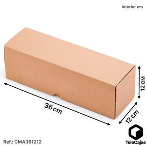 Caja Postal Resistente de 36x12x12 cm, Autoensamblable, con Tapa, de Cartón Kraft Marrón, para Envío de Botellas, Ideal para Peluches - Product Image 2