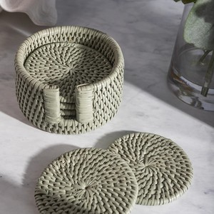 Hand <b>Woven</b> Jute Flax Oval Wicker Drink <b>Coaster</b> Cup <b>Coasters</b> Dining Table Mat Heat Resistant Holder - Product Image 5