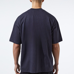 Top Quality Men Rib Neck Oversized T-Shirt 100% Cotton Luxury Drop Shoulder Blank Streetwear <b>Tshirt</b> - Product Image 3