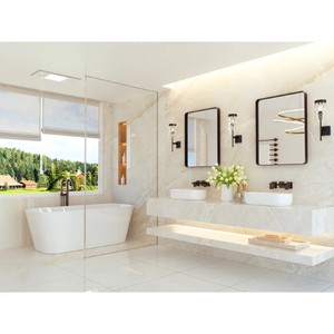 Ebern Designs Leaderville Espejo de baño con marco de aluminio grueso Espejo de pared decorativo con vidrio templado Rectangular moderno - Product Image 4