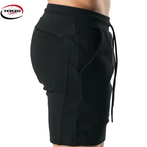 Pantalones cortos deportivos de compresión de calle para hombre, nuevo diseño, ropa de gimnasio sólida, ropa de entrenamiento de tela de rizo para correr, venta al por mayor - Product Image 5