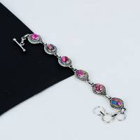 Pulsera de Plata de Ley 925 Hecha a Mano con Turquesa Dahila Kingman, Amuleto Vintage, Certificada por Terceros, Regalo de Acción de Gracias