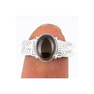 AAA + cuarzo ahumado piedra preciosa hecha a mano 925 plata esterlina sólida anillos finos Valantines día boda compromiso joyería regalo para ella - Product Image 1
