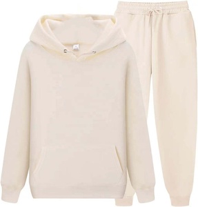 Chándal de algodón personalizado para mujer, Conjunto de sudadera con capucha y Jersey de 2 piezas con logotipo personalizado para mujer, chándal para correr para mujer - Product Image 1
