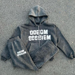 Conjunto de Sudadera con Capucha y Pantalones Jogger Holgados de Felpa de Algodón 100% de 460 Gsm, Personalizado, para Hombre, 2 Piezas, Invierno - Product Image 2