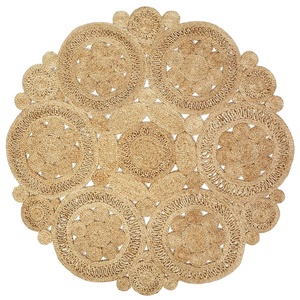 Alfombra de yute bordada trenzada a mano de diseño moderno más vendida, excelente durabilidad, antideslizante para cocina, comedor, oración Floral - Product Image 1