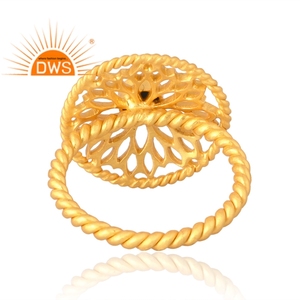 Última Venta de latón 18K chapado en oro Natural turquesa anillo de piedras preciosas Demi fabricante de joyería fina - Product Image 2