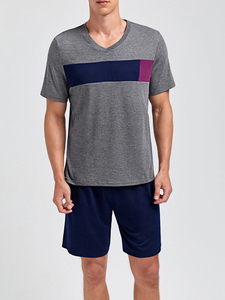 Ensemble double personnalisé pour hommes survêtement d'été respirant à manches courtes T-shirt Shorts tenue décontracté solide polyester coton matériel - Product Image 5