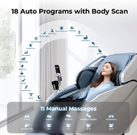 Fauteuil de massage complet avec points de massage, gravité zéro, extra large, shiatsu, inclinable, modes de chauffage lombaire et des mollets, compression d'air