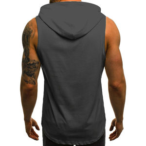 Best Selling Customized Design Lightweight Sleeveless hoodies 100% Cotton Custom Color Breathable Pullover Gym hoodies For Men - Product Image 6