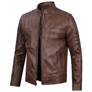 Nouveau style personnalisé original en cuir véritable de qualité supérieure à manches longues veste en cuir vintage pour hommes Vente en gros - Product Image 2