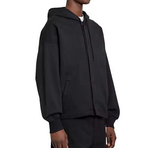 Custom Men Hoodie Jacket coat500 Gsm Fleece Button Up Hoodie Negro Oversized Cropped Hoodies Jacket For Men - Product Image 2
