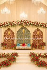 Mughal Chủ Đề Đám Cưới Backdrop Khung Gỗ Ma rốc Lấy Cảm Hứng Gỗ Tấm Thiết Kế <span class=keywords><strong>Jharokha</strong></span> Cho Walima Decors Xu Hướng Tùy Chỉnh - Product Image 4