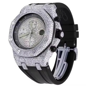 Direct Factory Supply Modern <b>Black</b> Rubber Moissanite Diamond <b>Watch</b> for Office Parties and Daily Use Available for Export Price - Product Image 2