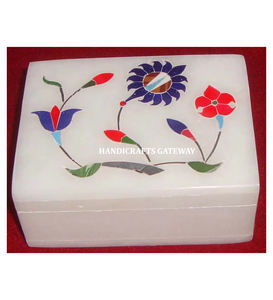 Nouvelle meilleure qualité Rectangle forme blanc marbre incrustation bijoux cadeau boîte à usage avec finition fine pour fonctions Thanksgiving Box - Product Image 1