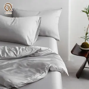 Ensemble de draps de lit en bambou lisse ultra en soie de 1800 fils comme des draps de bambou blanc en soie de mûrier