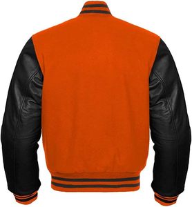 Chaqueta de béisbol Varsity de alta calidad, estilo de escuela secundaria, lana de primera calidad y tela de lona de piel sintética, estilo de calle - Product Image 6