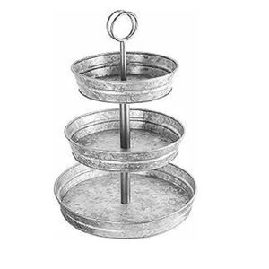Elegante Soporte de Servicio de Metal Galvanizado de Tres Niveles, Ecológico, de Gran Capacidad, para Postres, Aperitivos y Bocadillos - Product Image 1