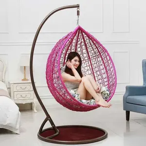 Balanço de vime para cadeira suspensa de rattan/pátio, mobília de jardim para exterior, balanço de ovos de vime de plástico, ideal para quarto moderno e forte opcional