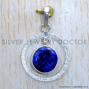 Colgante de zafiro Premium con piedras preciosas naturales y joyas de plata esterlina - Product Image 2