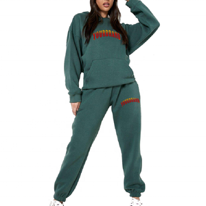2025 Winter 100% Cotton Embroidered Lace Vintage High Street Style Women's 2 Piece Sweatsuit <b>Set</b> Customizable - Product Image 6