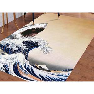 Tapis Shark Wave : Inspiré de l'art japonais, décoration moderne pour la maison, tapis à poils doux - Product Image 5