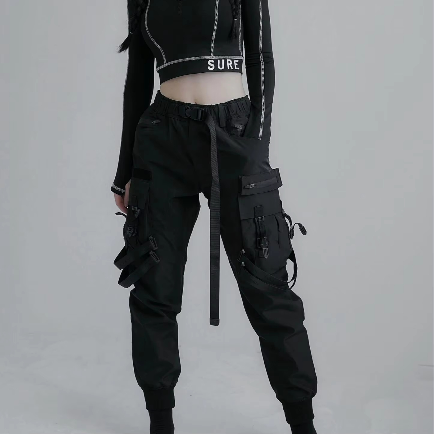 Celana Cyber ​​Punk Celana Denim Gotik Y2K Lainnya