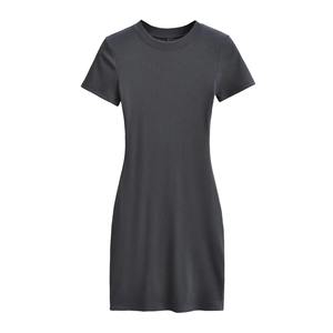 Mini robe d'été en tricot à manches courtes et col en O Femmes Couleur unie Robes basiques 14 couleurs - Product Image 3