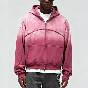 Sweat à capuche zippé délavé effet soleil de haute qualité, style vintage, décontracté, pour homme, usage quotidien, style urbain, pour l'extérieur – Meilleure vente en ligne - Product Image 1