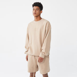 Conjunto Casual de Dos Piezas para Hombre, Talla Grande, Color Sólido Personalizado 2025, 100% Algodón, Sudadera y Pantalones Cortos - Product Image 6