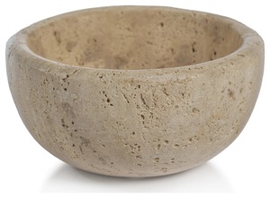 Elegante cuenco decorativo de piedra travertino con textura natural que ofrece un estilo atemporal y una artesanía duradera. - Product Image 3