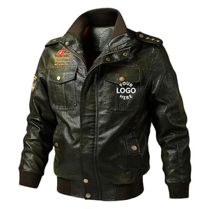 Blouson bombardier professionnel en cuir PU brodé sur mesure pour hommes veste de moto d'extérieur imperméable pour l'hiver vente en ligne - Product Image 3
