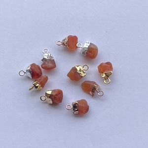 Pendentif connecteur en pierre brute cornaline orange naturelle en argent sterling 925 or galvanoplastie bijoux en pierres précieuses brutes tendance - Product Image 2