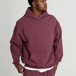 2024 nueva sudadera deportiva informal de gran tamaño, jersey con capucha de peso pesado con color sólido de tela de rizo para hombres con logotipo personalizado - Product Image 3