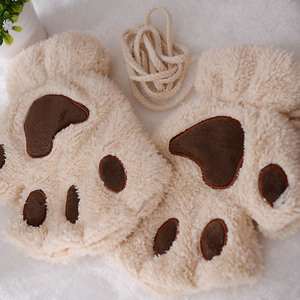 Guantes de Peluche con Diseño de Pata de Gato, Ecológicos, Lindos, de Medio Dedo, con Pantalla Táctil, de Forro Polar, para Uso Diario en Invierno, para Niñas y Mujeres, al por Mayor - Product Image 4