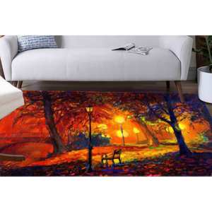 Tapis à motif de paysage d'automne : Décoration antidérapante pour salon, tapis en chenille - Product Image 2