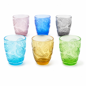 Ensemble de 6 verres à boire artisanaux durables, 30 cl (10 fl oz), verres multicolores modernes, verre coloré, Paste Cachemire Excelsa - Product Image 3