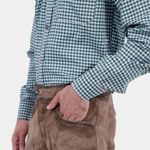 Pantalon en cuir bavarois authentique fait à la main | Lederhosen traditionnel allemand avec broderie et bretelles - Product Image 3