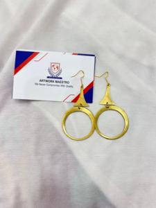 ต่างหูทองเหลืองลายตอก - เครื่องประดับโลหะทำมือ - ออกแบบตามสั่ง - ขายส่ง - Product Image 2
