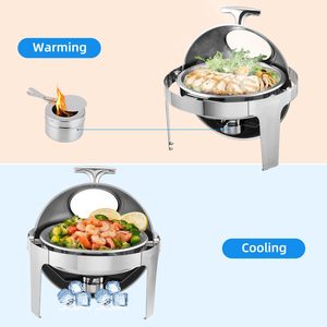 Chauffe-Plat Rond Allnice Factory en Acier Inoxydable avec Couvercle Roulant, Bain-Marie Professionnel pour Buffet et Restauration Hôtelière avec Fenêtre en <span class=keywords><strong>Verre</strong></span> - Product Image 5