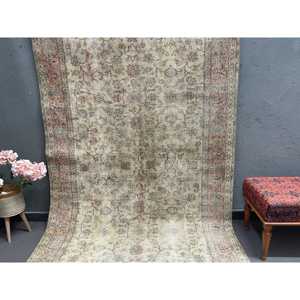 5.2x8.5 ft Vintage Rug, Turkish Large Rug, <b>Brown</b> Polka dot <b>Wool</b> Rug - Product Image 2