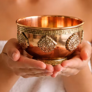 Vajilla de Cobre India, Artesanía Tradicional en Metal, Tazón de Cobre con Acabado Antiguo, Tazón Decorativo Étnico para el Hogar - Product Image 4