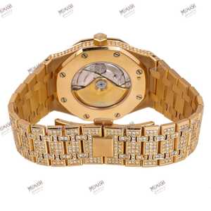 Customized 36mm Gold Tone Moissanite Diamond <b>Watch</b> Luxury Antique Diamond Studded Unisex Design with Black <b>Arabic</b> <b>Numerals</b> Dial - Product Image 5