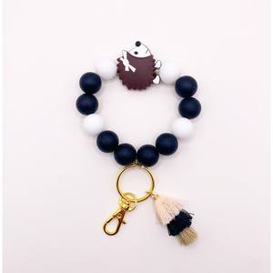 Porte-clés fait main avec perles en bois et anneau en acier inoxydable | Porte-clés coloré en perles de bois et acier inoxydable | VRNQ - Product Image 5