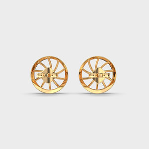 IGI Certified Lab Grown Round Diamond Stud <b>Earrings</b> 14K Yellow / White / Rose Gold Circular Wheel Design Diamond <b>Earrings</b> - Product Image 4
