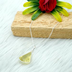 925 plata esterlina elegante cuarzo facetado joyería AAA + CALIDAD genuino limón cuarzo piedra preciosa collares colgantes hechos a mano - Product Image 2