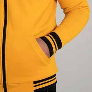 Venta caliente de los hombres de invierno Varsity Chaquetas Light Stand Collar Hood Parches de bordado personalizado Cool High Street Fleece Material - Product Image 5