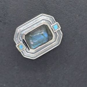 Bague en grappe de pierres précieuses labradorite de luxe fabriquée à la main en argent 925 bijoux design vintage pour femmes - Product Image 1